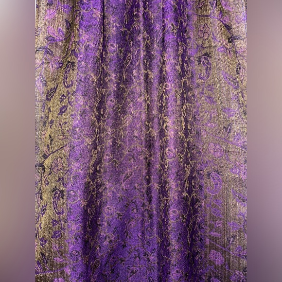 NWOT: Pashmina Scarf Shawl Purple and Gold Fringe - Picture 2 of 6